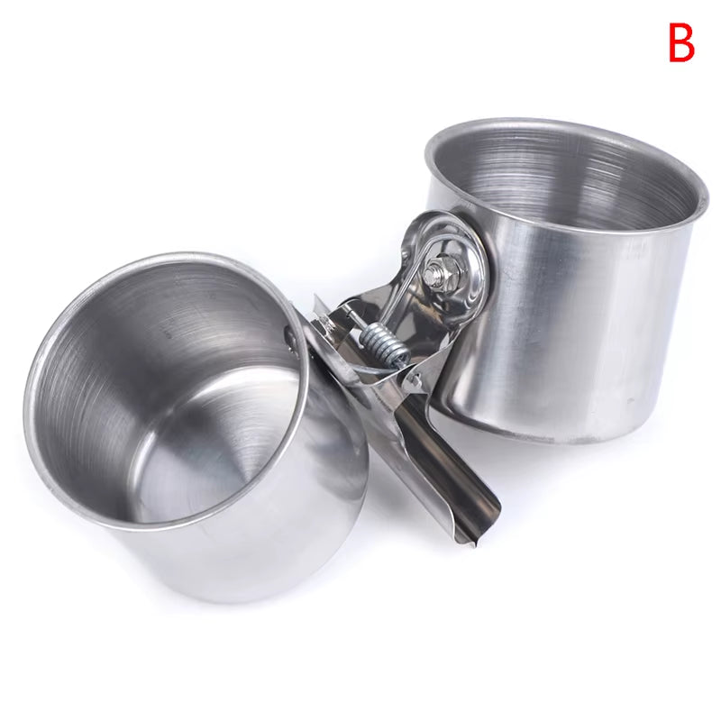 Comedero de acero inoxidable para pájaros, jaula colgante para periquitos y loros, tazón, taza, comedero para pájaros, bebedero y plato antivuelco.