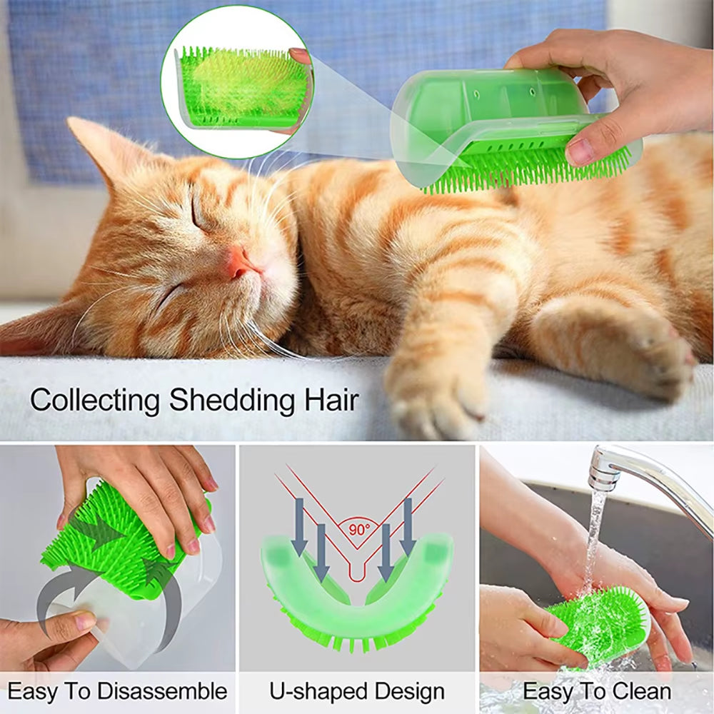 Cepillo de masaje para mascotas y gatos, para raspar las esquinas, eliminar el pelo, limpiar y limpiar las esquinas, peine rascador extraíble para gatitos y gatos.