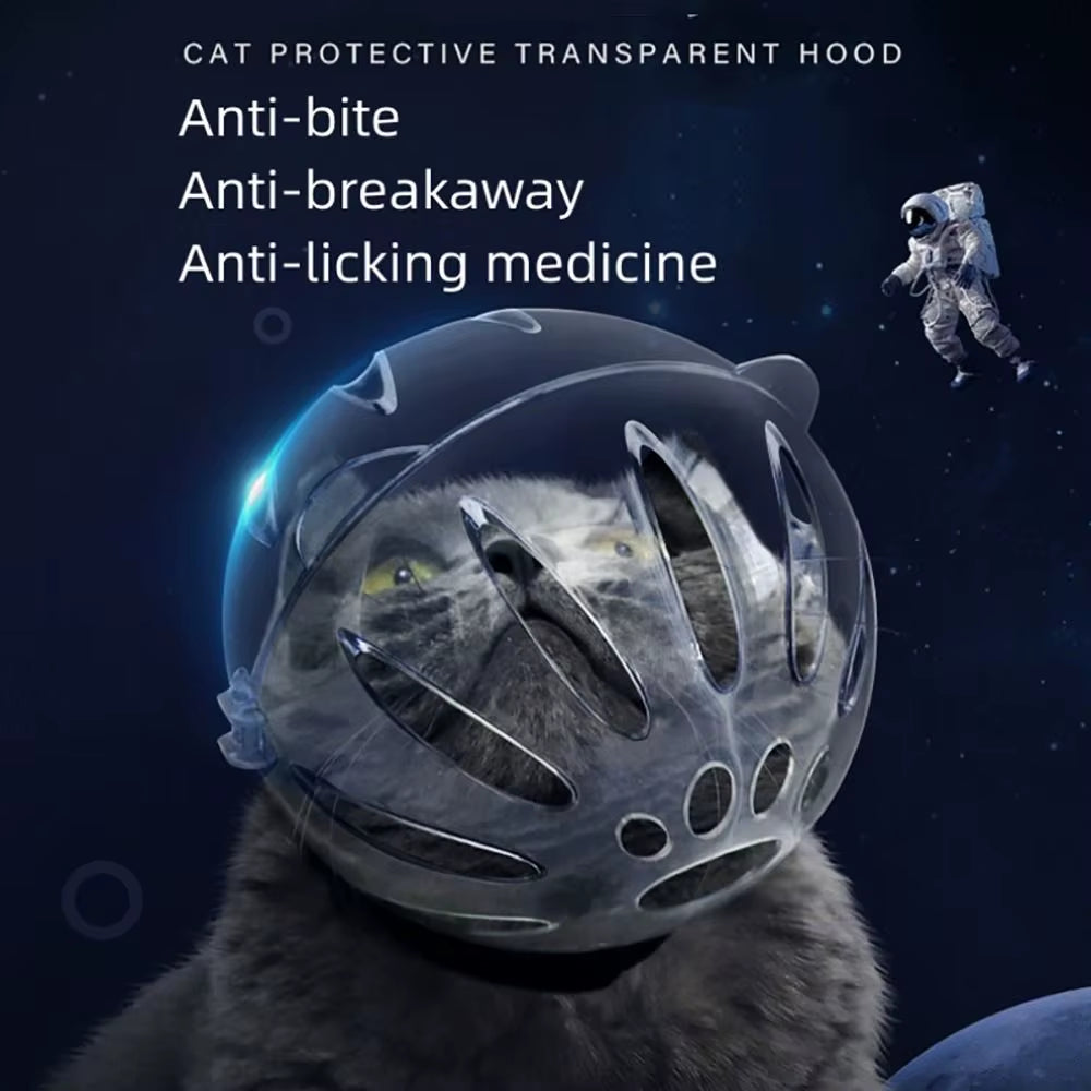 Mascarilla transpirable y resistente para la cabeza de gato, capucha espacial, casco protector con forma de bola para gatitos, suministros para el cuidado de mascotas antimordeduras.