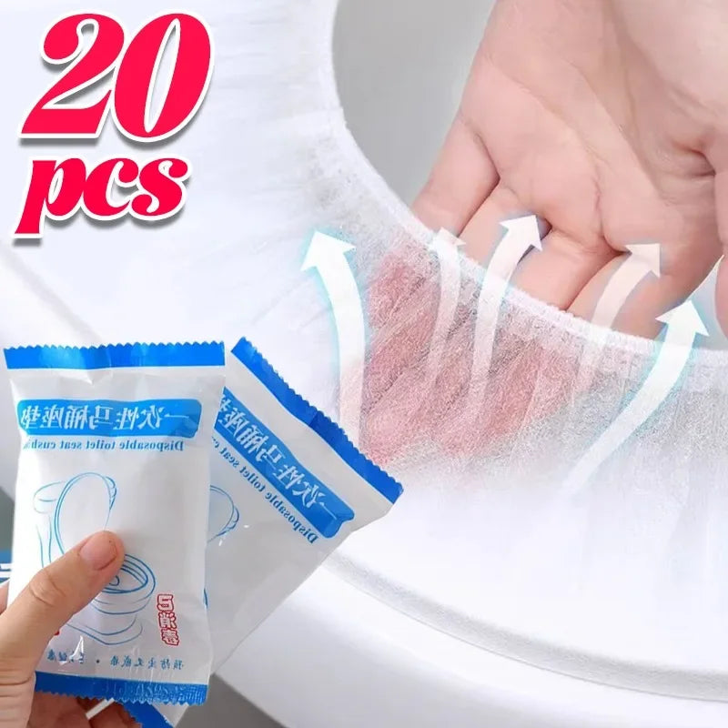 Funda de inodoro desechable, estéril, portátil, para viajes, campamentos, hoteles, baños, tela no tejida, aislante, alfombrilla para inodoro, anillo portador, accesorios