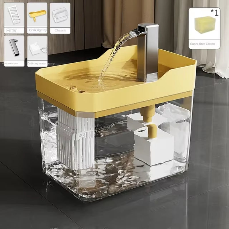 Fuente de agua para gatos con filtro automático, transparente, USB, anti-quemaduras en seco, recirculación, dispensador de agua filtrada con bomba
