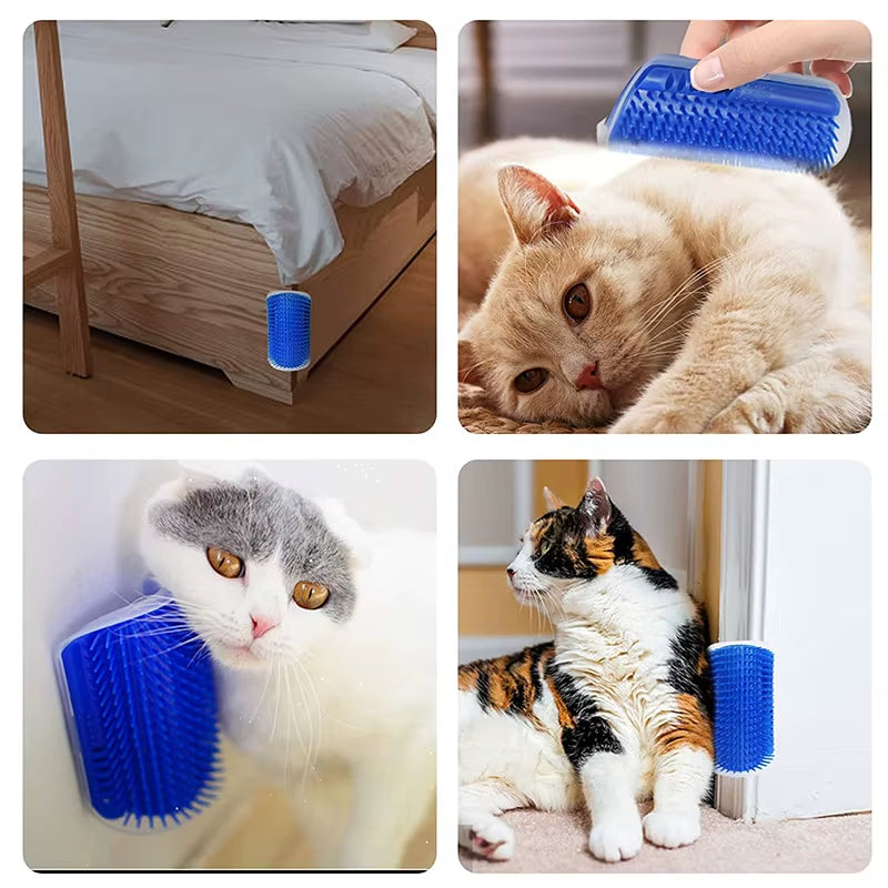 Cepillo de masaje para mascotas y gatos, para raspar las esquinas, eliminar el pelo, limpiar y limpiar las esquinas, peine rascador extraíble para gatitos y gatos.