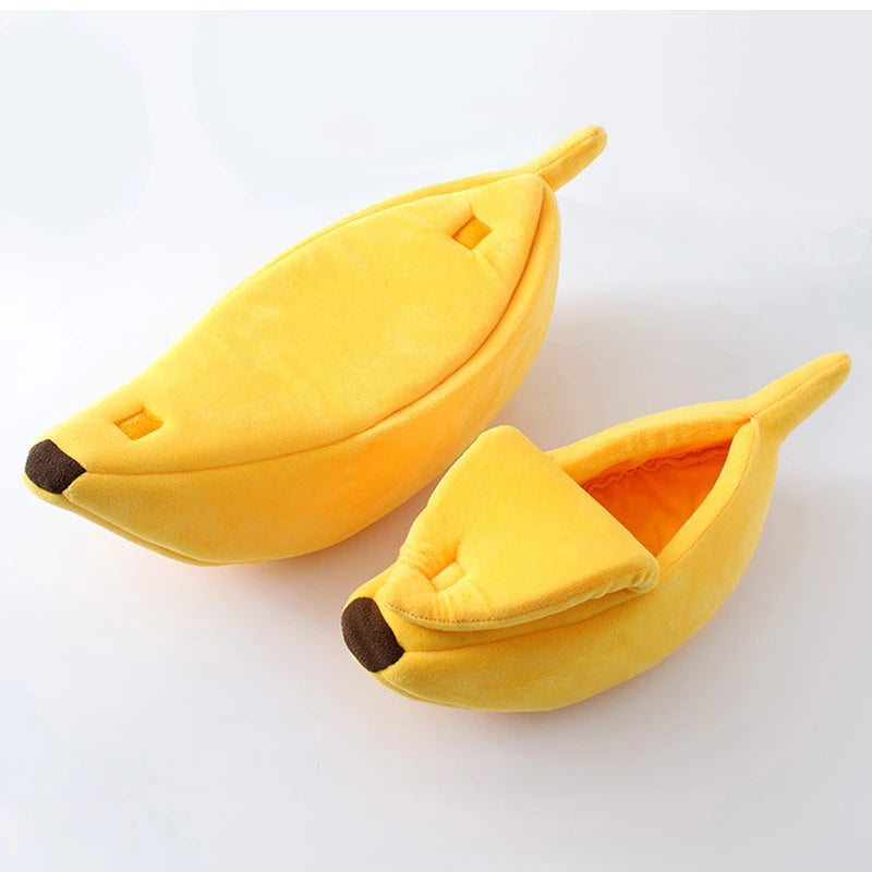 Cama tipo banana para gatos, divertida, bonita y acogedora, cálida y duradera, portátil, para mascotas, cojín para perros, suministros para gatos, multicolor