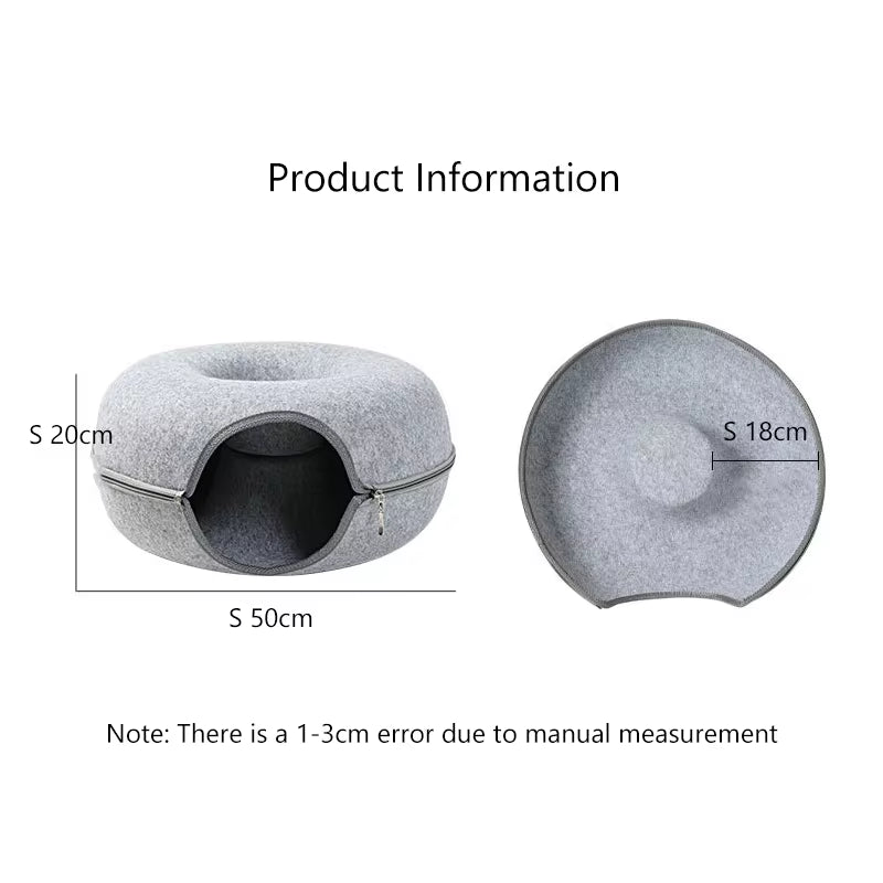 Túnel para gatos en forma de dona, juguete interactivo, cama para gatos, doble uso, para hurones, conejos, túneles, juguetes de interior, casa para gatos, juguete de entrenamiento para gatitos.