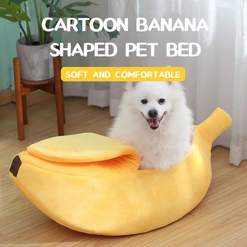 Cama tipo banana para gatos, divertida, bonita y acogedora, cálida y duradera, portátil, para mascotas, cojín para perros, suministros para gatos, multicolor