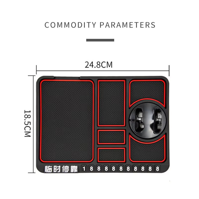 Alfombrilla antideslizante para coche, soporte para teléfono, tarjeta de número de estacionamiento, alfombrilla antideslizante, soporte para coche, soporte adhesivo antideslizante para teléfono en el tablero, almohadilla antideslizante
