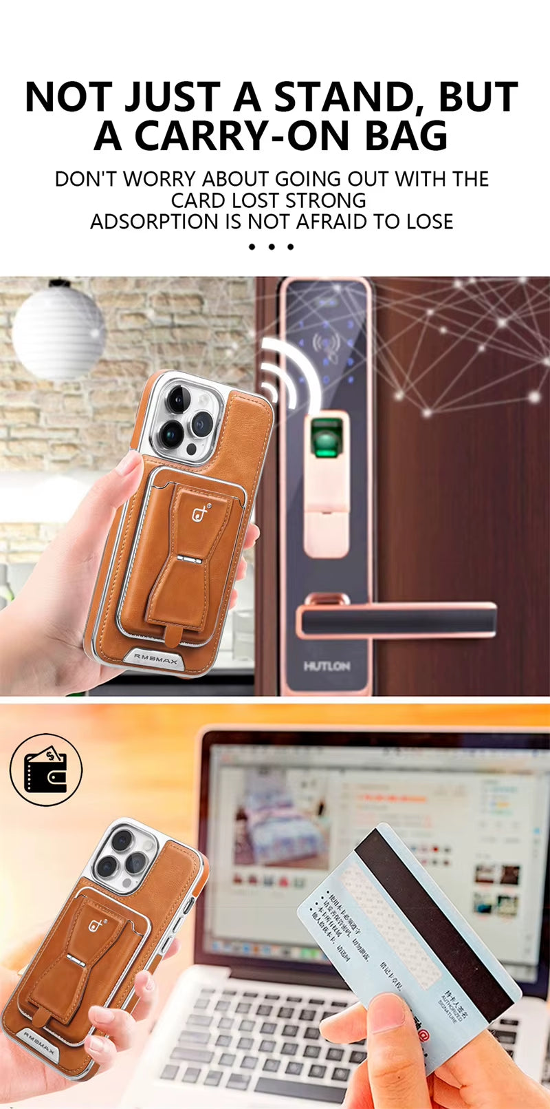 Funda de cuero con ranura para tarjeta magnética para iPhone 16, 15, 14, 12, 13, 11 Pro Max y 16 Plus, funda de cuero de lujo para negocios de alta gama.