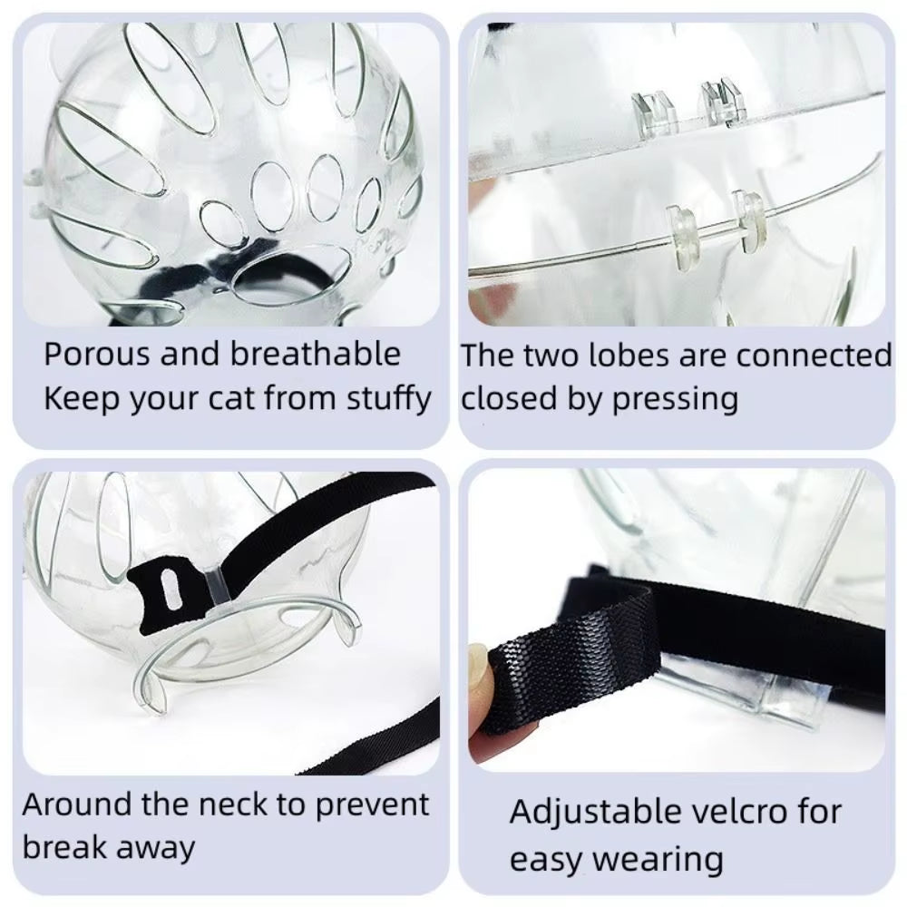 Mascarilla transpirable y resistente para la cabeza de gato, capucha espacial, casco protector con forma de bola para gatitos, suministros para el cuidado de mascotas antimordeduras.