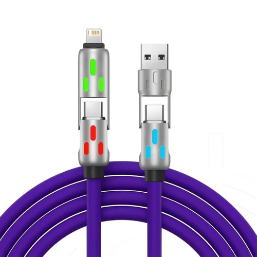 Cable de carga rápida tipo C de 240 W, 4 en 1, USB PD de silicona, cable de carga súper rápida tipo C a USB A para iPhone, Samsung y Xiaomi.