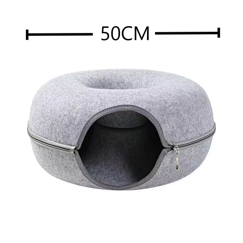 Túnel para gatos en forma de dona, juguete interactivo, cama para gatos, doble uso, para hurones, conejos, túneles, juguetes de interior, casa para gatos, juguete de entrenamiento para gatitos.