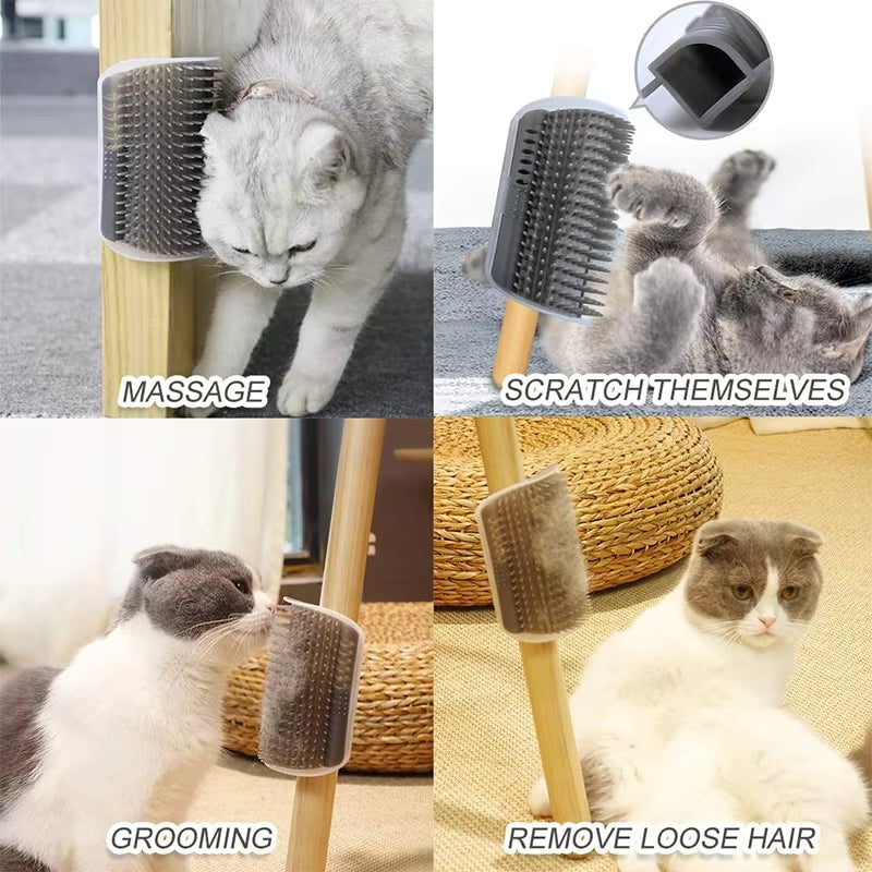 Cepillo de masaje para mascotas y gatos, para raspar las esquinas, eliminar el pelo, limpiar y limpiar las esquinas, peine rascador extraíble para gatitos y gatos.