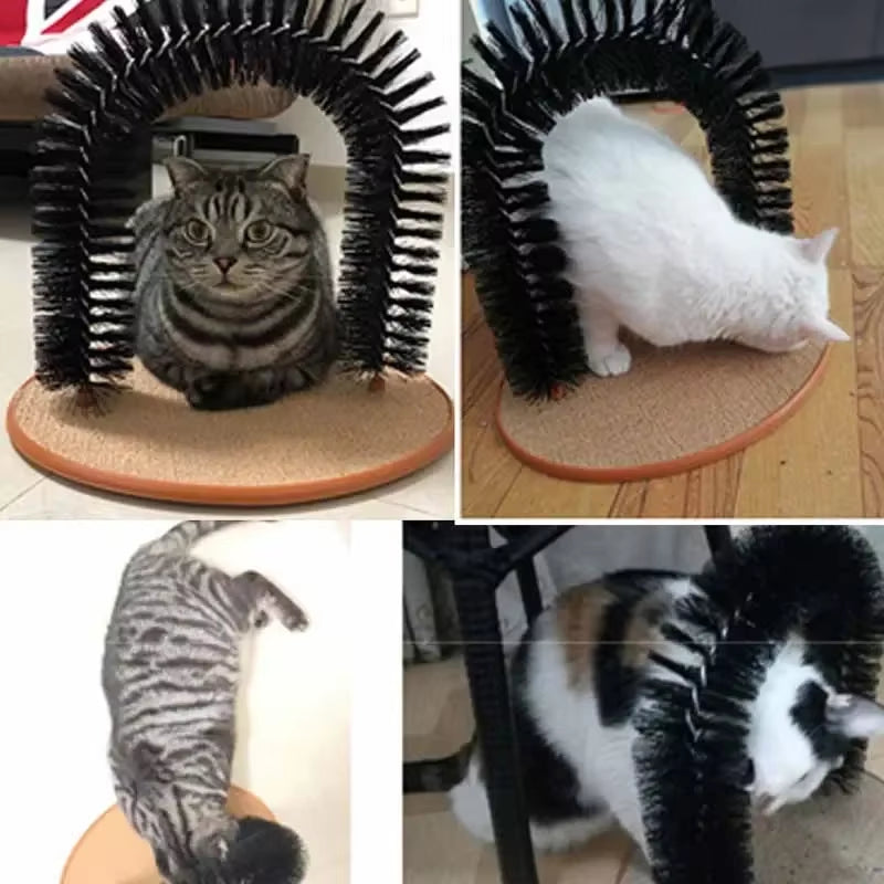 Juguete para gatos con cepillo masajeador y almohadilla para rascar, juguete interactivo para gatos.
