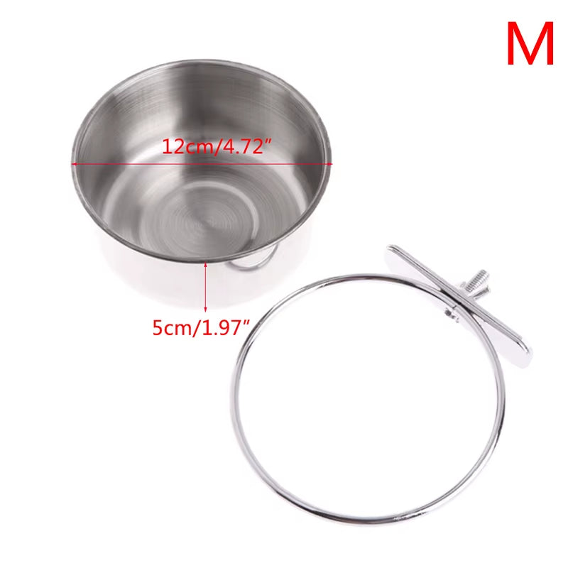 Comedero de acero inoxidable para pájaros, jaula colgante para periquitos y loros, tazón, taza, comedero para pájaros, bebedero y plato antivuelco.